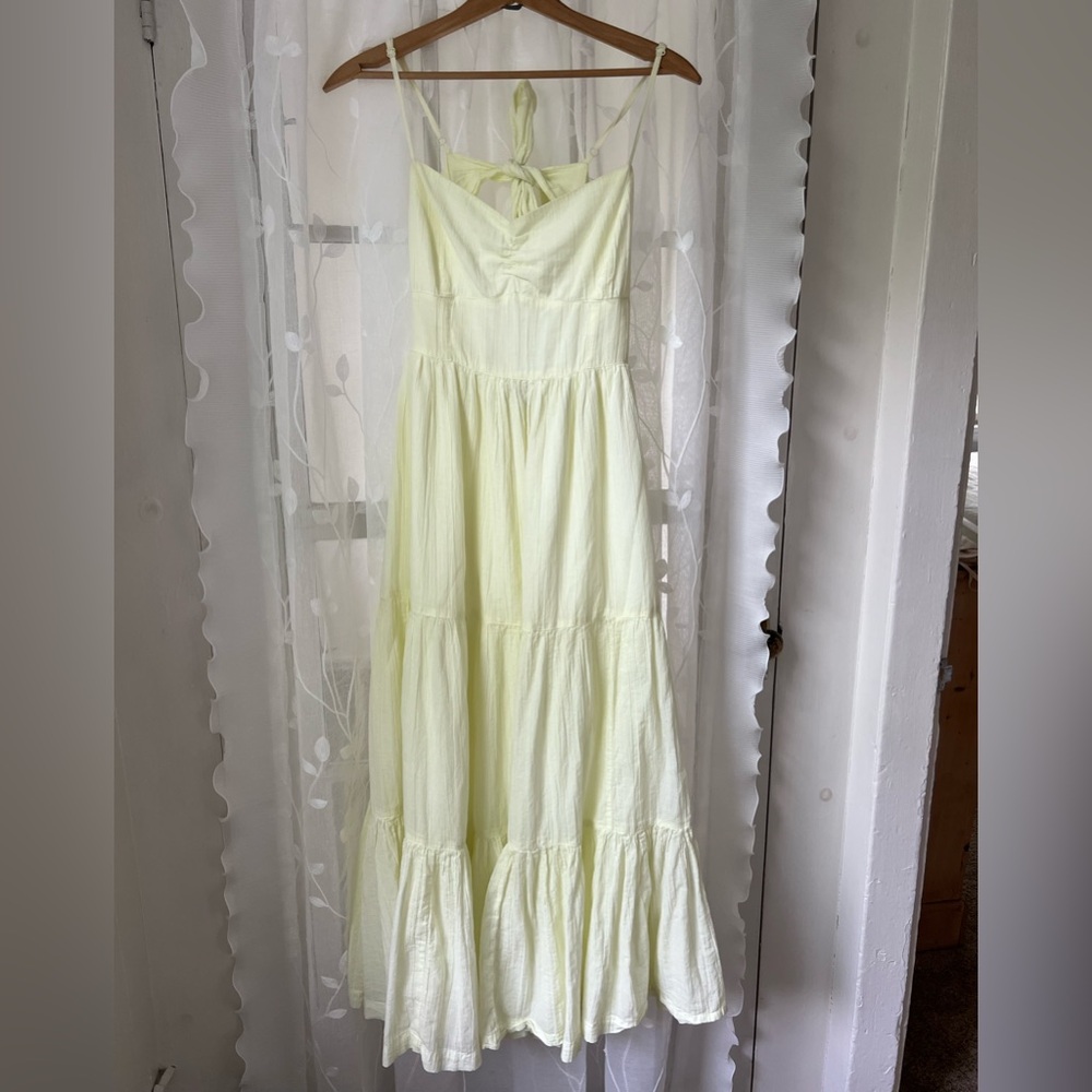 American Eagle Outfitters Cream Maxi Sundress Spaghetti Strap